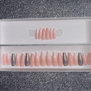 Acrylic Luxury Press On Nails|Pink Ombré| Glitter Nails